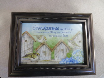 Grandparents Sentiment Photo Music Box by Carson from Carter's Flower Shop in Farmville, VA
