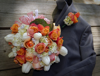Bridal Bouquet Peachy from Carter's Flower Shop in Farmville, VA