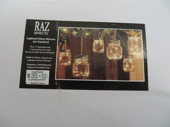Raz Imports Lighted Glass Mason Jar Garland from Carter's Flower Shop in Farmville, VA