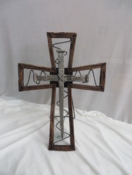 Metal and Wooden Cross from Carter's Flower Shop in Farmville, VA