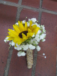 Sunflower and Baby's Breath Boutonniere from Carter's Flower Shop in Farmville, VA
