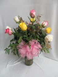 A Dozen Assorted Color Roses from Carter's Flower Shop in Farmville, VA