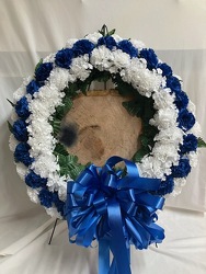 Large Blue & White Silk Wreath  from Carter's Flower Shop in Farmville, VA